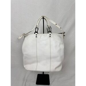 Plinio Visona White Leather Tote Bag‎ Double Handle Shoulder Bag/ Purse